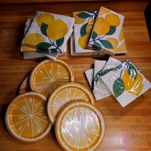 Lovely Lemons Party Supplies, Lemons theme, paper plates and napkins
